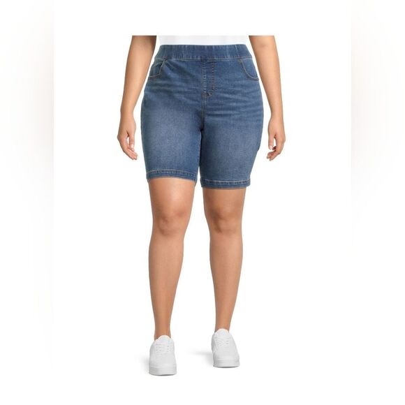 Nwt Terra & Sky Women's Plus Size Pull On Bermuda Shorts, 9" Inseam, 4X 28-30W - Picture 2 of 9